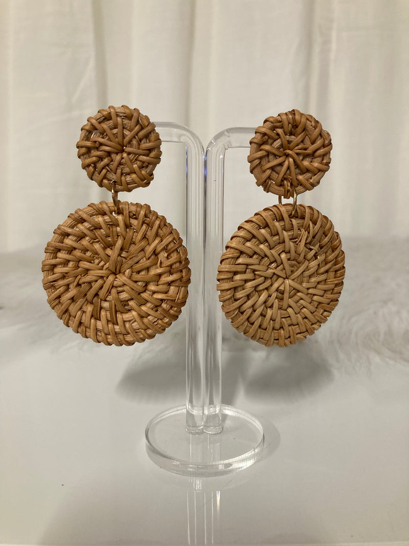 Boucles d'oreilles Ibiza en rotin – Tressées, style bohème chic