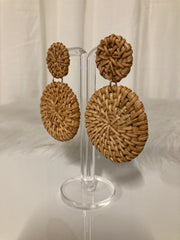 Ibiza Rattan Statement Oorbellen – Gevlochten Boho Chic