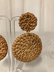 Ibiza Rattan Statement Oorbellen – Gevlochten Boho Chic