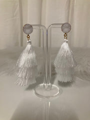 Snow Crystal Tassel Oorbellen – Witte Luxe Statement Oorbellen