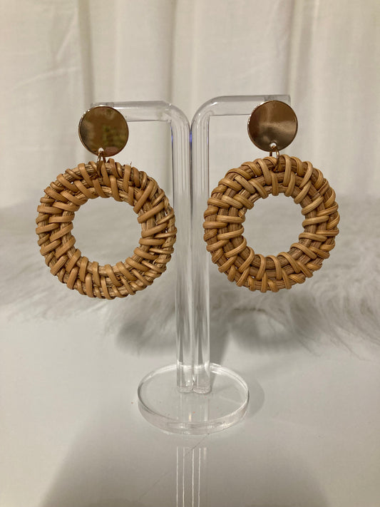 Boucles d'oreilles en rotin Ibiza Circle – Style bohème chic affirmé