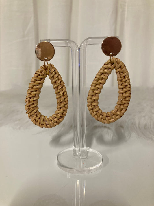 Boucles d'oreilles Ibiza Drop en rotin – Style bohème chic affirmé