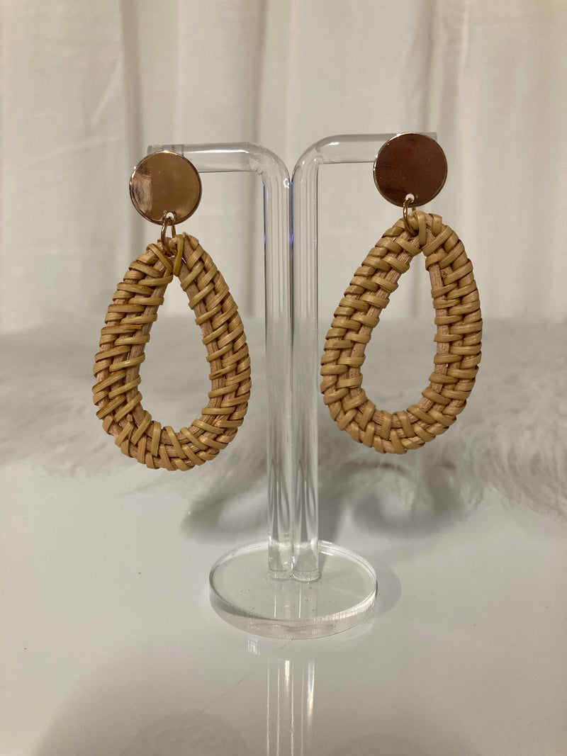 Ibiza Drop Rattan Oorbellen – Boho Chic Statement