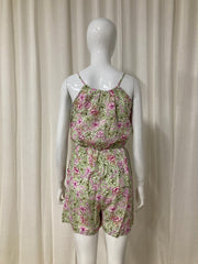 Akoz Groene Korte Jumpsuit met Bloemenprint groen-roze