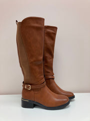 JM Diamond Annesophie Dameslaarzen Camel – Hoge Laarzen met Stretch