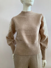 Flam Mode Sophia Dames Trui Taupe met Pailletten