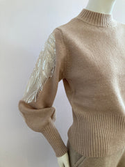 Flam Mode Sophia Dames Trui Taupe met Pailletten