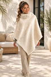 Promise Dames Poncho Crème met Fluffy Kraag – One Size 1