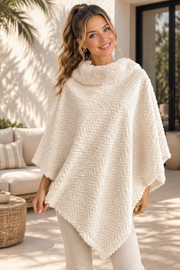 Promise Dames Poncho Crème met Fluffy Kraag – One Size 1