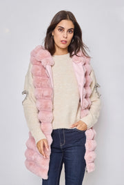 Manteau sans manches avec capuche sans manches Roze