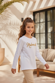 G66 Wit Meisjes T-shirt met Lange Mouwen – Mademoiselle