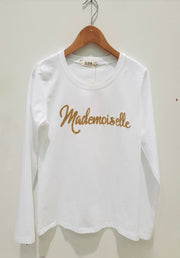 G66 Wit Meisjes T-shirt met Lange Mouwen – Mademoiselle