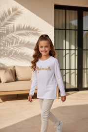 G66 Wit Meisjes T-shirt met Lange Mouwen – Mademoiselle