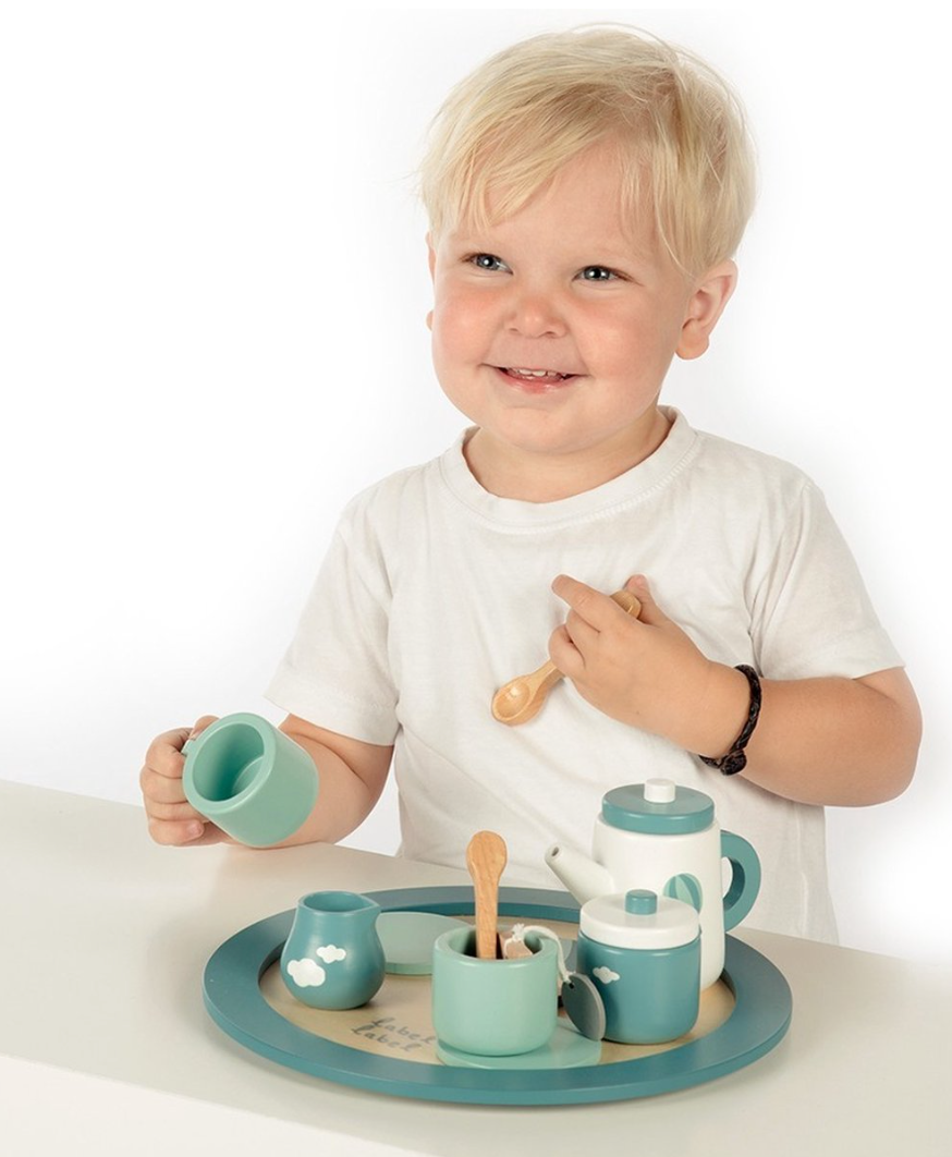 Label Label Houten Theeservies Blauw – Tea Set | Outlet