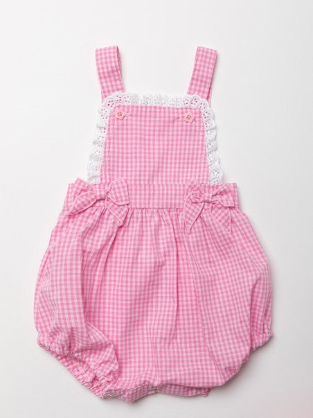 Rock A Bye Baby Roze Geruit Baby Setje met Romper, Blouse en Strikjes