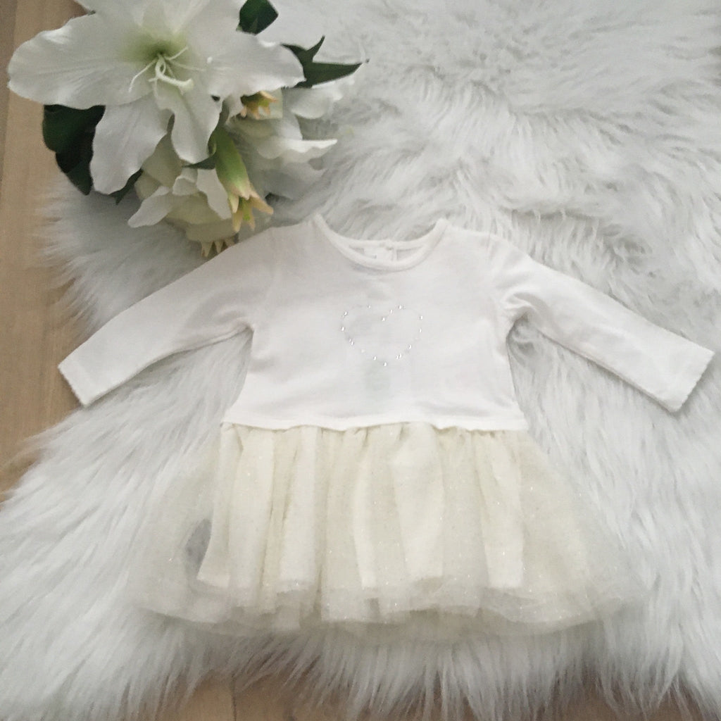 Jurkje ecru hartje zilver