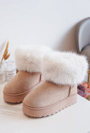 Rock and Joy Dames Boots Beige met Fluffy Details
