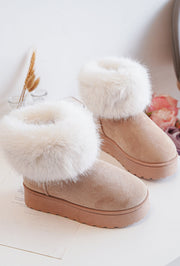 Rock and Joy Dames Boots Beige met Fluffy Details
