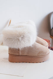 Rock and Joy Dames Boots Beige met Fluffy Details